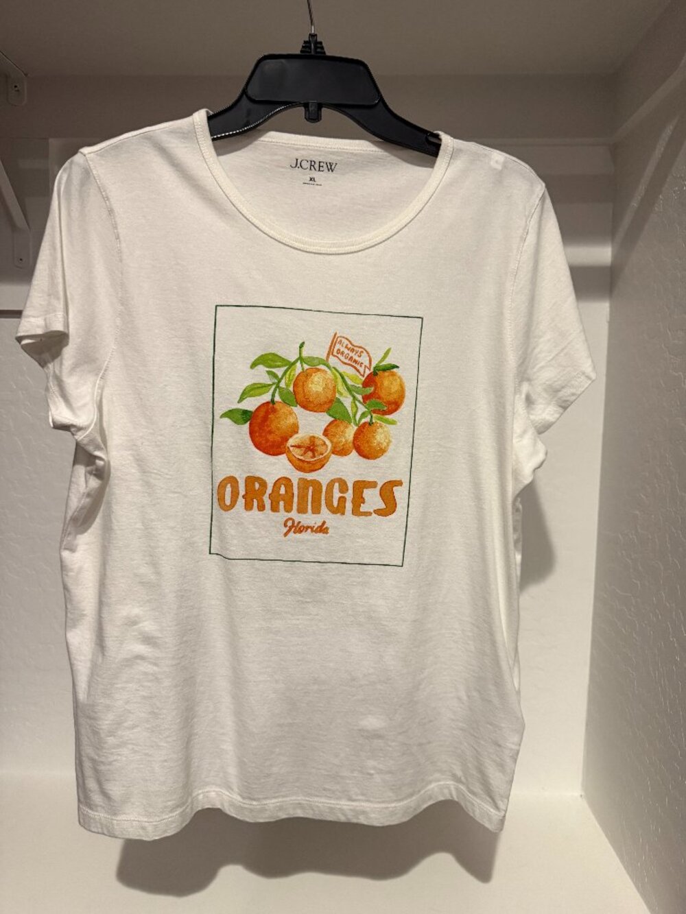J Crew NWT XL Painted Florida "Always Organic" Oranges Graphic T-Shirt - Picture 4 of 6